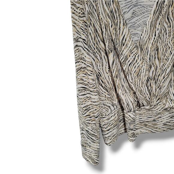 H&M Women’s Cream Animal Print Wrap Blouse – Large, Polyester Blend, Gently Used - Picture 4 of 9